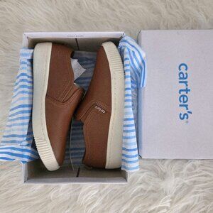 NWT Carter's Boy's Toddler Slip On Shoes, Size 12 Toddler, Brown